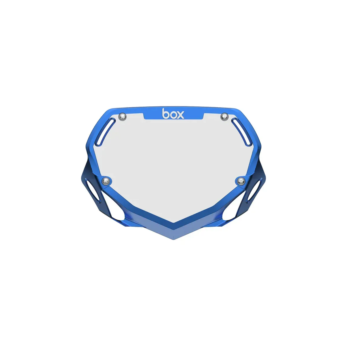 Box Two Number Plate Chrome Blue